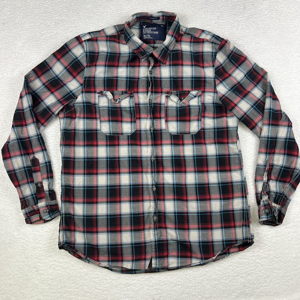 American Eagle Outfitters Shirt Mens XL Vintage Fit Plaid Button-Down Casual